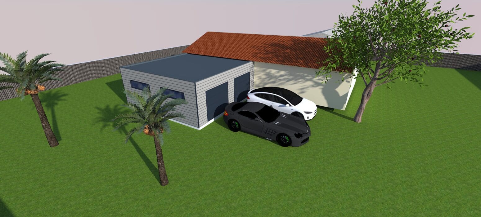 Garage en ossature bois 3d