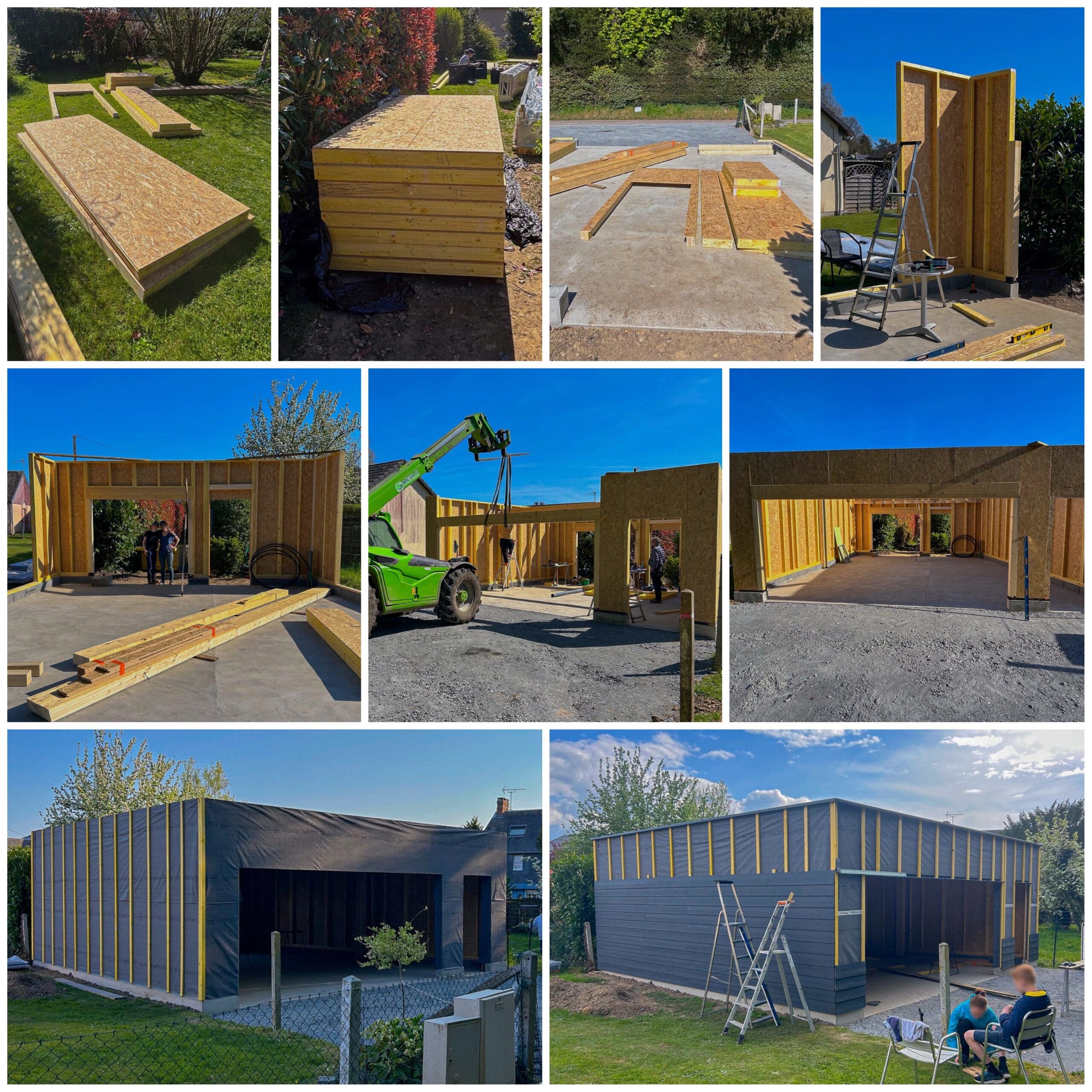 garage-ossature-bois-construction-campigny garage bois en auto construction projet sur-mesure