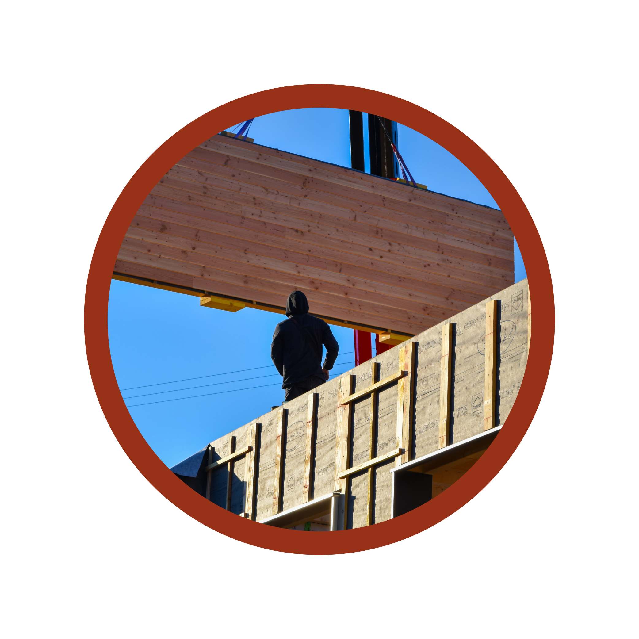 pictogramme pose d'un mur en chantier grâce à une grue
